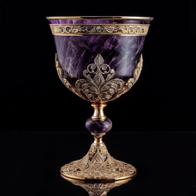 Elegante copa de época sobre un fondo oscuro