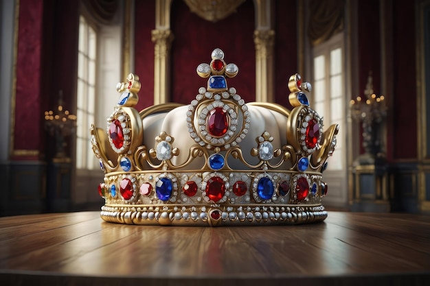 Elegante Coroa Real Adornada com Pedras Preciosas