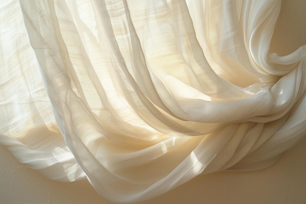 Elegante cortina blanca cubierta por la luz del sol