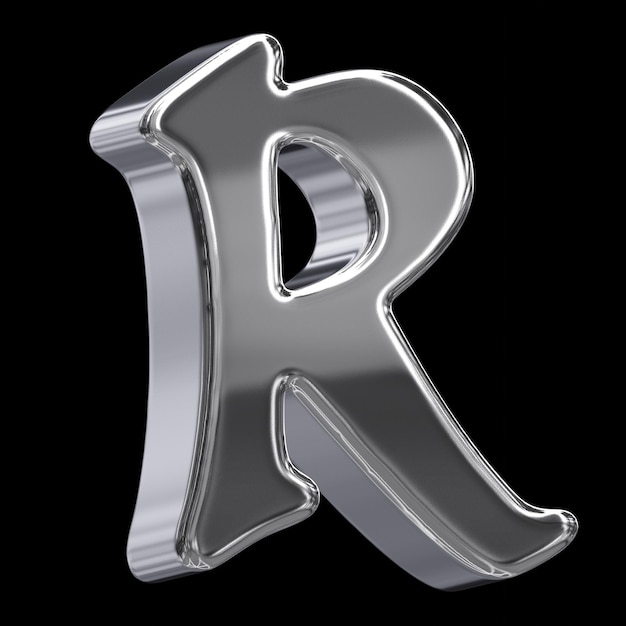 Elegante cromo plateado en 3D con la letra R