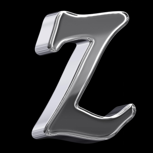 Elegante cromo plateado 3D letra Z