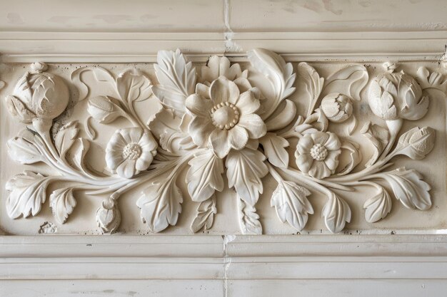 Elegante decoración de paredes en relieve de yeso floral