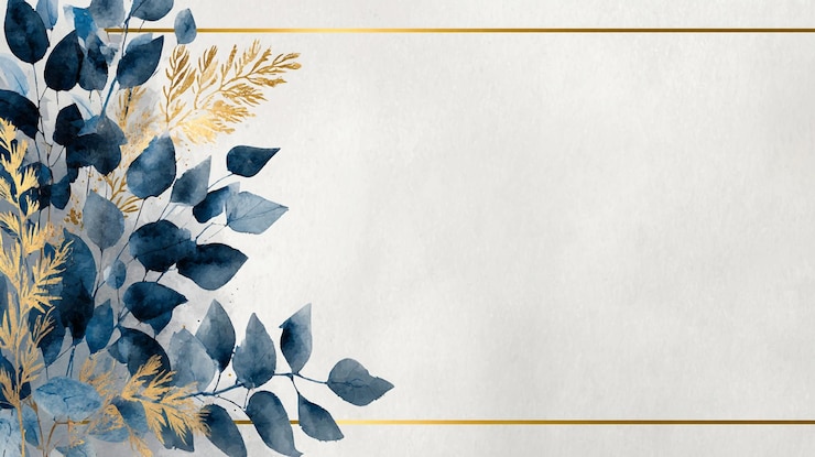 Foto elegante desenho de aquarela floral azul e dourada