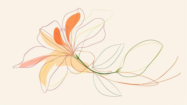 Foto elegante dibujo en línea continua de una flor