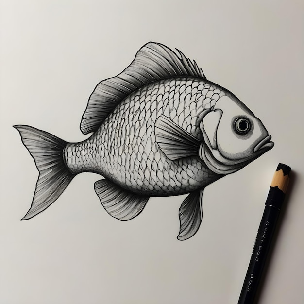 Foto elegante dibujo de peces