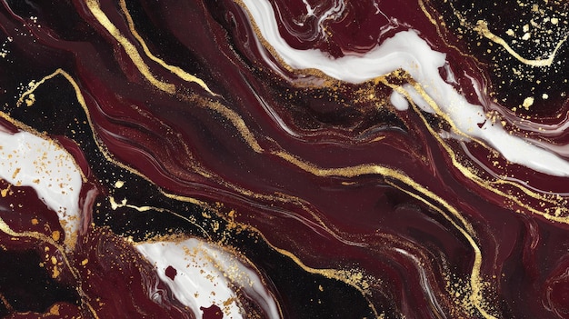Elegante diseño abstracto de borgoña blanca y dorada de mármol giratorio