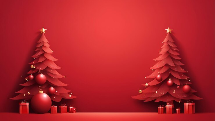 Elegante diseño de árbol de Navidad rojo Con fondo con espacio para el texto