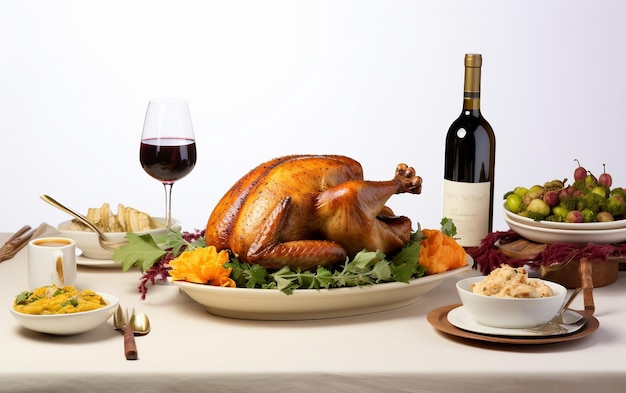 Elegante diseño de la cena de Acción de Gracias en un fondo blanco