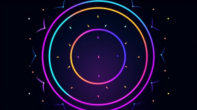 Un elegante diseño circular con líneas y estrellas en el estilo de luz de neón de fondo HD