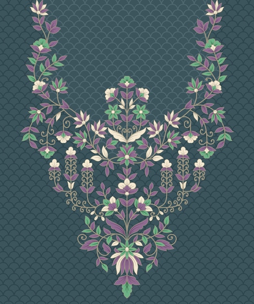Elegante diseño de cuello de bordado floral