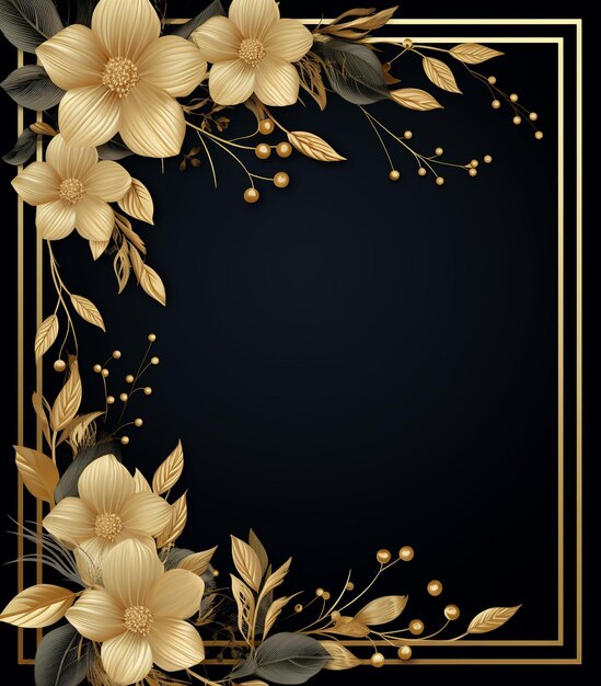 Foto elegante diseño étnico de borde de marco floral dorado