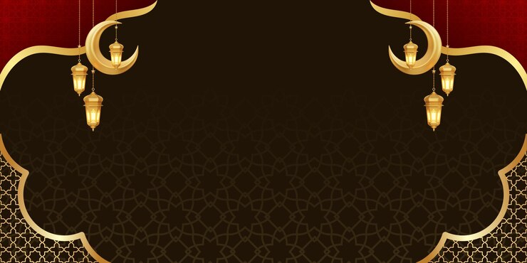 Elegante diseño de fondo de tema islámico con acentos dorados y linternas