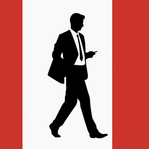 Foto elegante diseño gráficoinspirado en la ilustración de un hombre caminando bajo la bandera de canadá