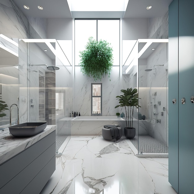 Elegante diseño de interiores de baño minimalista Toallas de baño y otros accesorios de baño personales