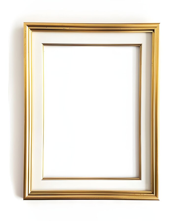 Foto elegante e fina moldura de ouro sobre um fundo simples