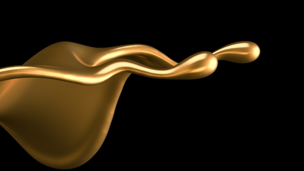 Elegante e luxuoso toque de ouro líquido. Ilustração 3D, renderização em 3D.