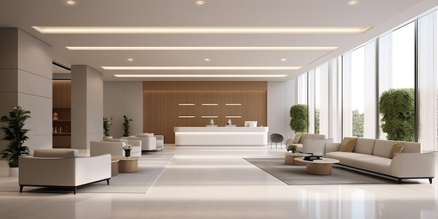 Foto elegante e moderno design de interiores de lobby gerado por ia