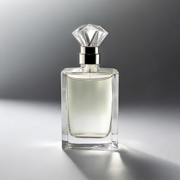 Elegante Einfachheit Parfümflasche auf sauberer weißer Oberfläche