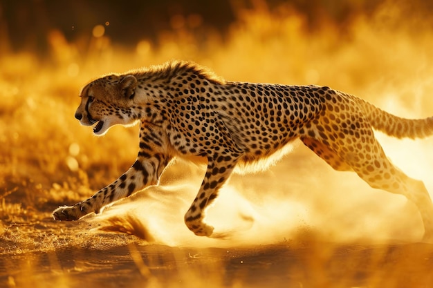 Foto la elegante elegancia de un guepardo en pleno sprint a través de la sabana africana