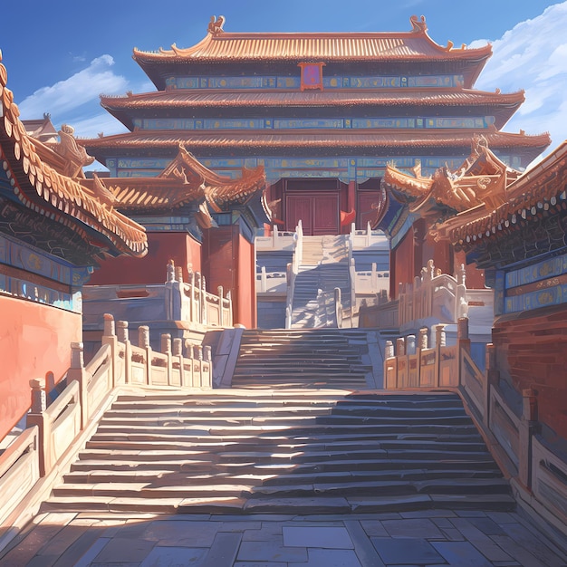 La elegante entrada del templo chino