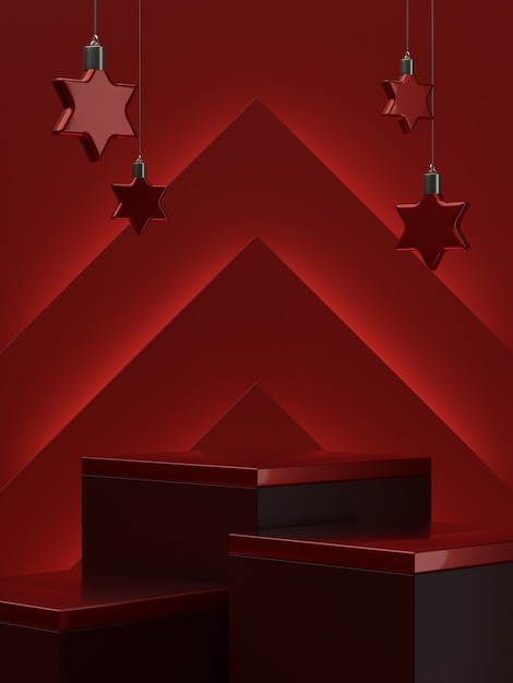 Elegante escenario de producto navideño para banner o promoción de producto de lujo. Ilustración 3d