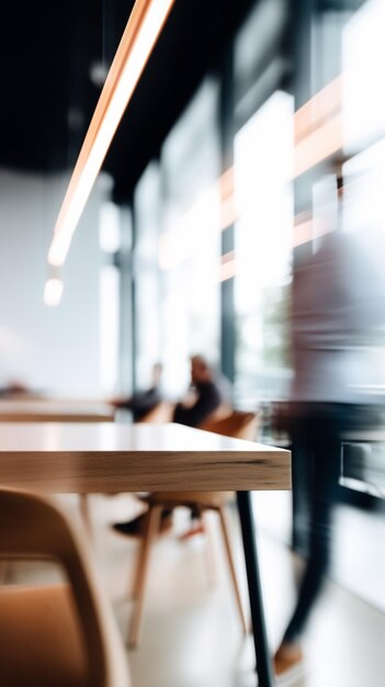 Elegante escritório desfocado com movimento desfocado pessoas de negócios ocupadas com o trabalho