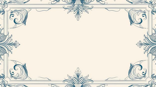 Elegante estilo art nouveau diseño clásico antiguo marco de línea azul sobre fondo blanco Ilustración premium para la gran apertura de gala