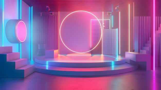 Un elegante estudio de gráficos de movimiento con herramientas de movimiento digital interactivas y diseños de movimiento iluminados por neón animando el estilo de historias visuales