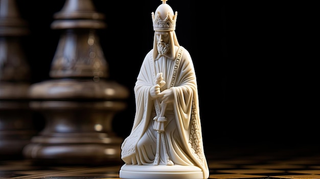 Foto elegante exibição de peça de xadrez de bispo artesanato delicado pensamento estratégico jogo cerebral de xadrez gerado por ia