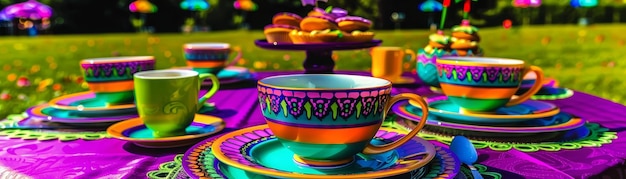 Foto elegante fiesta de té en honor de mamá vintage porcelana encaje mantel de jardín 54
