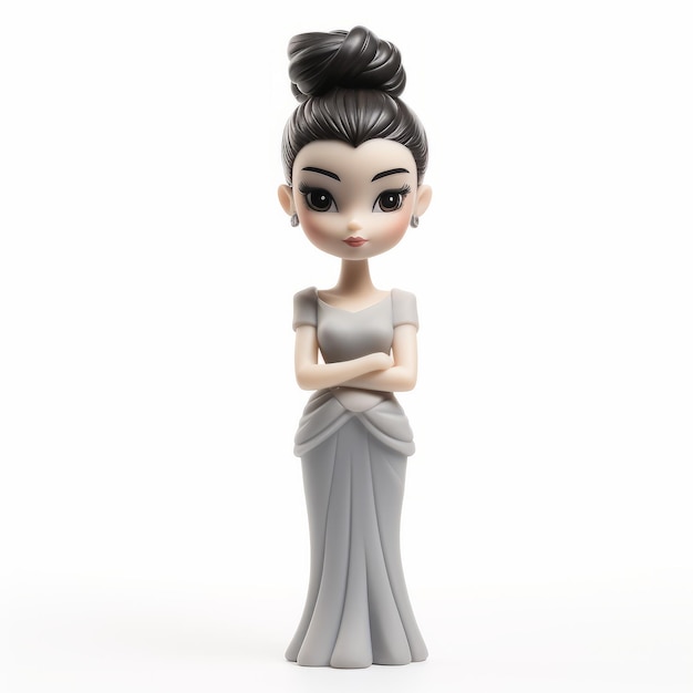 Foto elegante figura de dibujos animados de una chica gris zeen chin diseño glamuroso