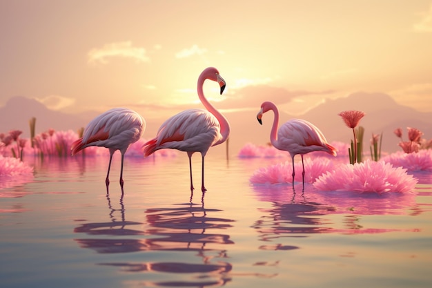 Elegante Flamingos in ruhigen und alten Lagunen OC 00249 03
