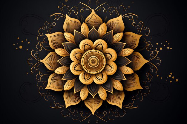 Foto elegante fondo con un diseño decorativo de mandala de oro