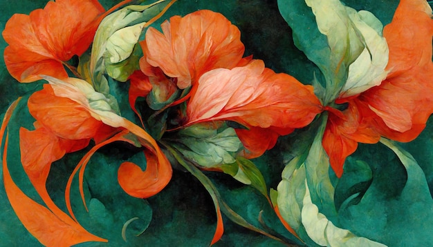 Elegante fondo floral en estilo barroco Diseño de arte floral decorativo retro Ilustración digital