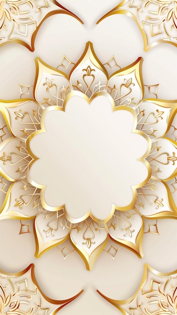 Elegante fondo islámico con diseños arabescos florales de oro y marfil adecuados para saludos de Ramadán o Eid