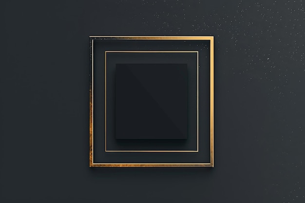 Elegante fondo negro con delgados marcos dorados en diseño cuadrado en capas