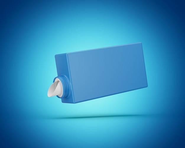 El elegante frasco de champú azul para la lavandería con un dispensador de bomba muestra una ilustración 3D de diseño moderno