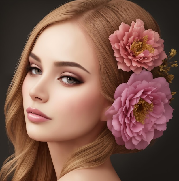 Elegante Frau Illustration Frau mit Blumen