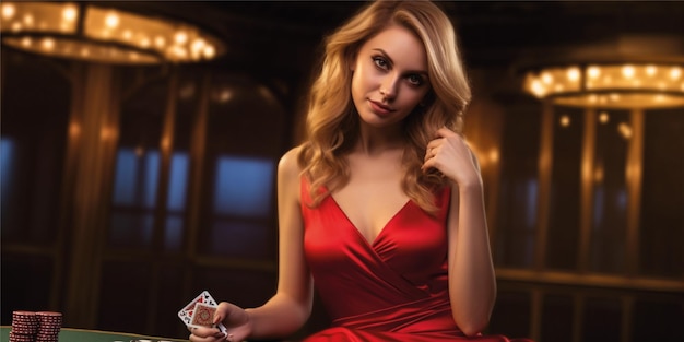 Elegante Frau mit Poker-Flyer-Illustration