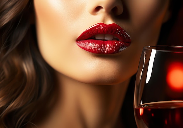 Elegante Frau trinkt Rotwein. Glamour und Raffinesse werden durch KI erzeugt
