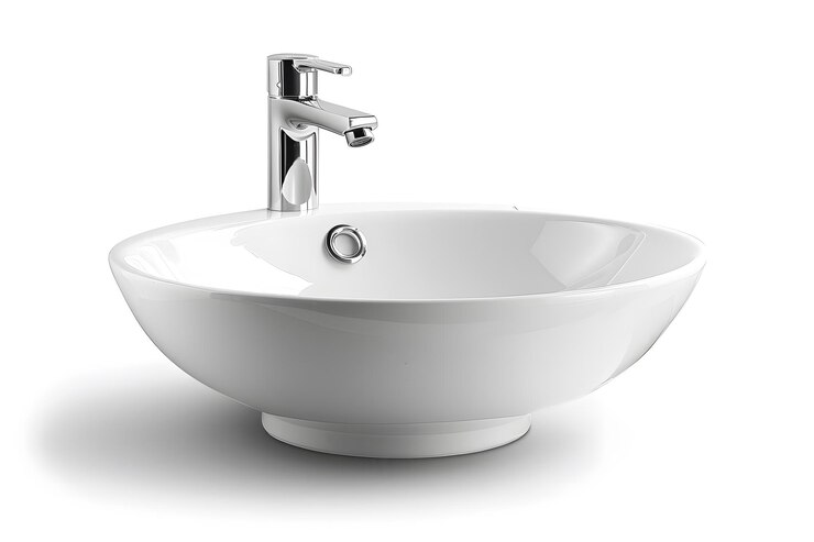 Elegante fregadero de baño moderno con diseño elegante de grifo