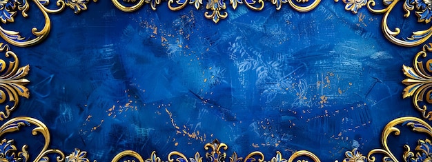 Elegante fundo barroco azul e dourado