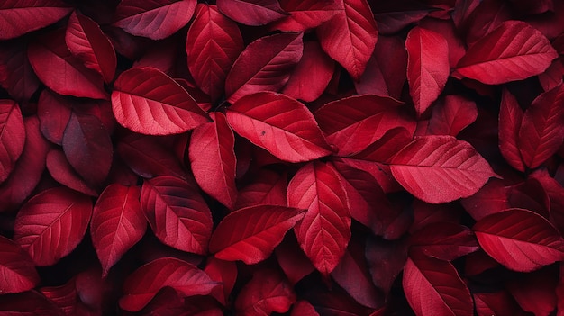 elegante fundo de folhas de outono vermelho escuro vista superior