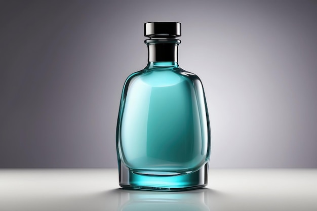 Elegante garrafa de cuidados com a pele de vidro Teal Mockup de cosméticos premium