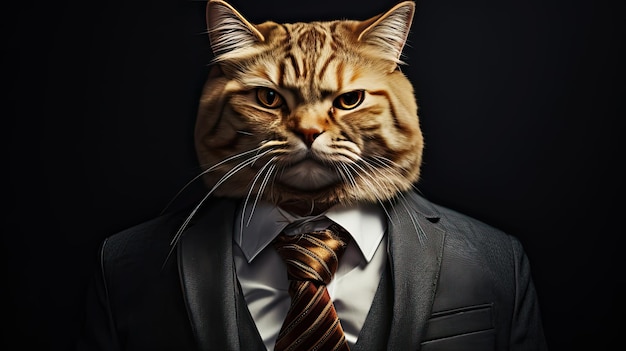 Elegante gato esponjoso en traje formal