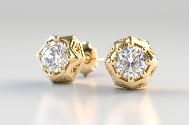 Elegante glänzende funkelnde goldene Diamantohrringe