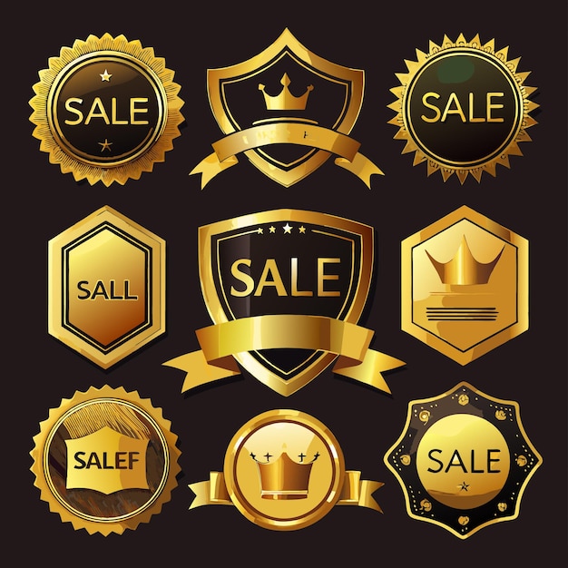 Elegante goldene Abzeichen und Embleme Premium-Vektorkollektion