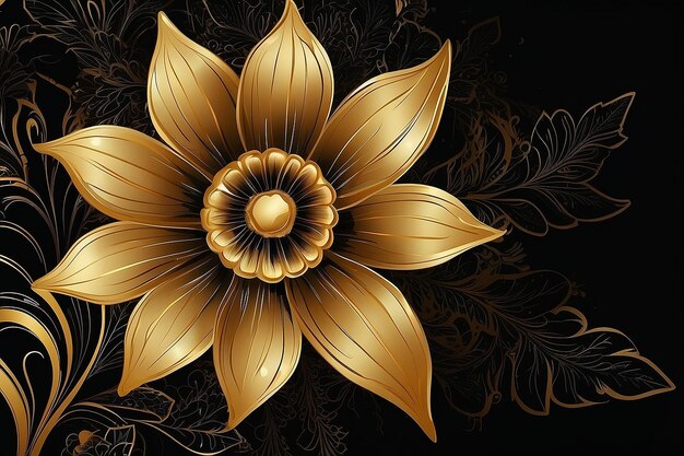 Elegante goldene Blume auf schickem schwarzen Hintergrund