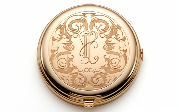 Foto elegante goldene taschenuhr mit monogramm-initial