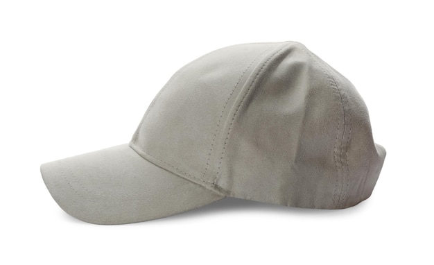 Elegante gorra de béisbol gris claro sobre fondo blanco.